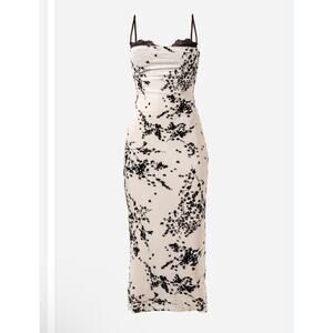 FORE Floral Maxi Dress SizeMedium Black Lace Bust Cream Slip Dress Dark Romantic